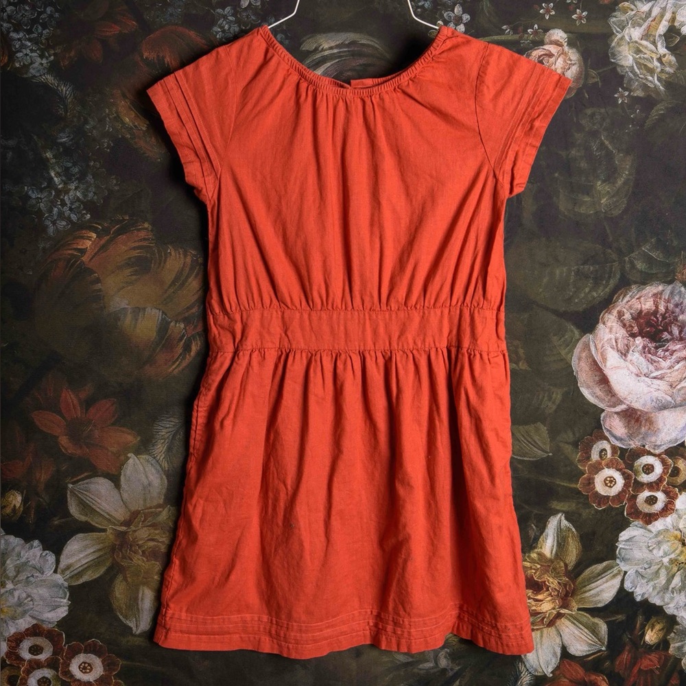 Olive Juice tomato red linen-cotton dress size 8 years